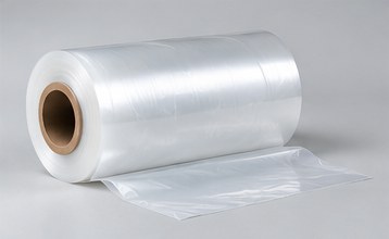 Roll of clear PE film partly unrolled